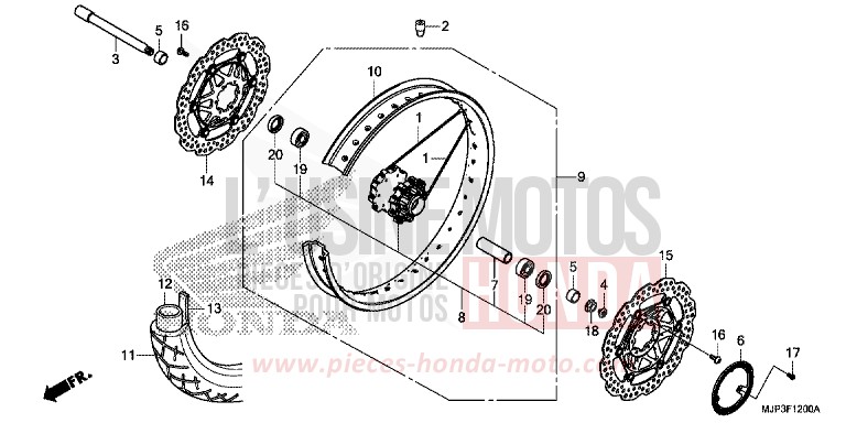 VORDERRAD von Africa Twin VICTORY RED (R334B) von 2017